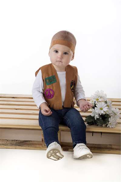 Creaciones Llopis Déguisement bébé hippie avec gilet et bandeau pour cheveux marron - Taille 0 à: 6 mois, recommandé à partir de 3 ans Creaciones Llopis Déguisement bébé hippie avec gilet et bandeau pour cheveux marron - Taille 0 à: 6 mois, recommandé à partir de 3 ans