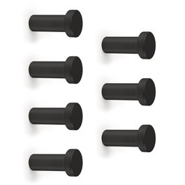 Emuca Lot de 7 crochets muraux Wellington, Zamak, Peint en noir