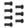 Emuca Lot de 7 crochets muraux Wellington, Zamak, Peint en noir