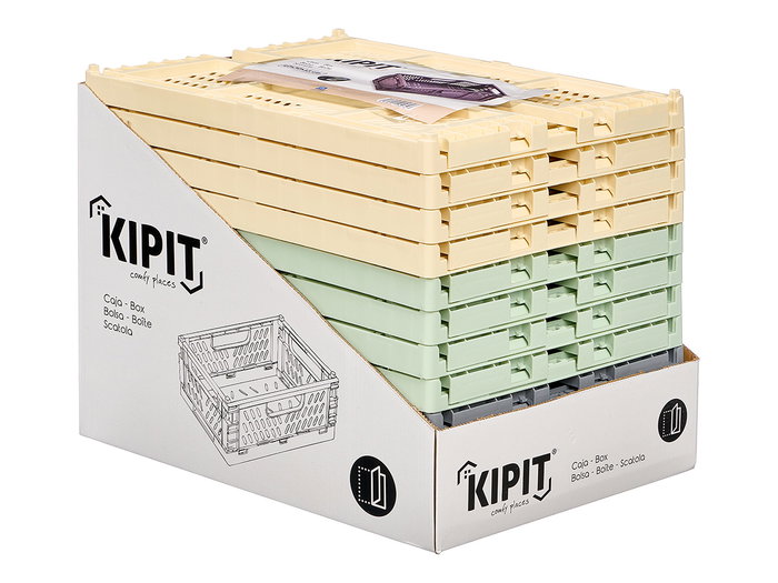 Kipit Boîte Pliable Plastique 40x30 cm Assorti Couleurs - 17 L (Set de 12)