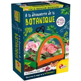 Lisciani Giochi I'M A GENIUS POCKET - Kit scientifique Découverte de la botanique : serre miniature en bois, expériences, graines, manuel pour enfants 7-12 ans