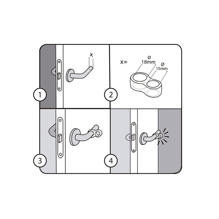 Rei Butoir de porte en plastique flexible transparent modèle Ocho, protection murale, 2 pièces, blister, 13 x 24 x 46 mm
