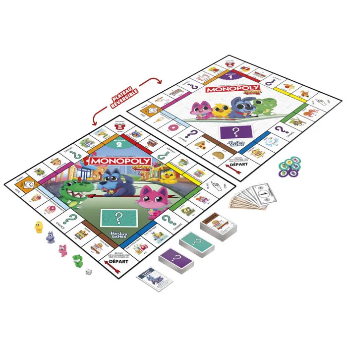 Monopoly Monopoly Junior 2 en 1 Édition 2026 - Jeu de Plateau Réversible pour 2 à 4 Joueurs - Version Française - Dès 4 Ans