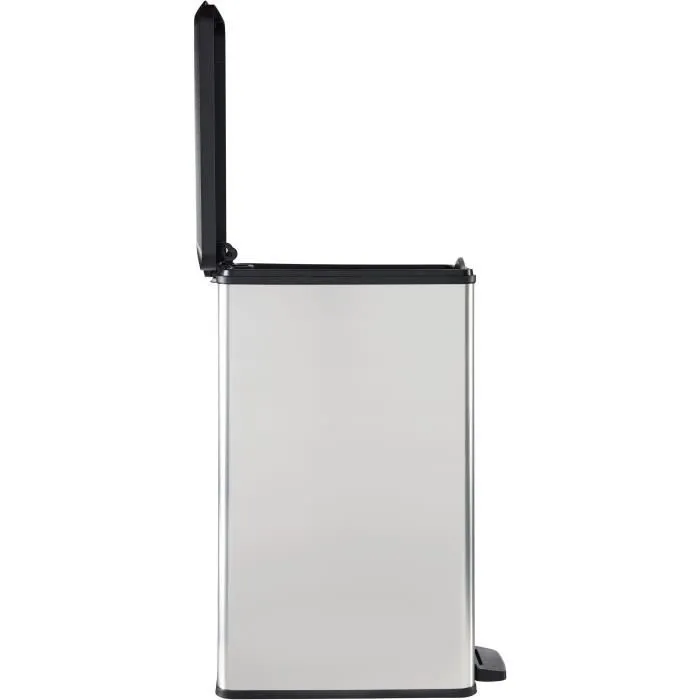 Curver Poubelle SLIM BIN 40L, gain de place, 40 x 25 x 61 cm, gris métallisé - pour la cuisine