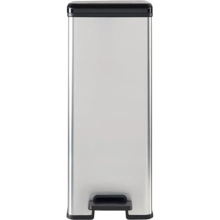 Curver Poubelle SLIM BIN 40L, gain de place, 40 x 25 x 61 cm, gris métallisé - pour la cuisine