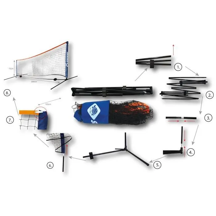 Schildkröt Sac à Dos de Tennis Complet avec 2 Raquettes, 2 Balles Mousse Ø7mm, Filet Autoportant 75x300 cm et 6 Cônes de Marquage Schildkröt Sac à Dos de Tennis Complet avec 2 Raquettes, 2 Balles Mousse Ø7mm, Filet Autoportant 75x300 cm et 6 Cônes de Marquage