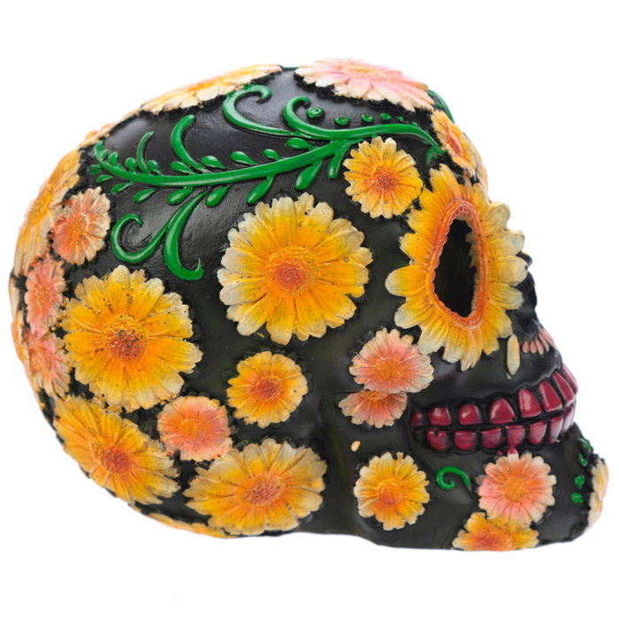 PUCKATOR Figurine Jour des Morts Calavera avec Marguerites - Décoration 11 cm