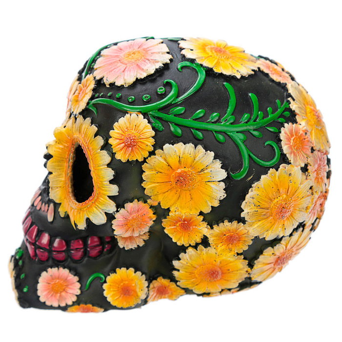 PUCKATOR Figurine Jour des Morts Calavera avec Marguerites - Décoration 11 cm