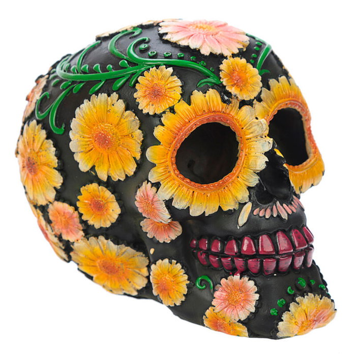 PUCKATOR Figurine Jour des Morts Calavera avec Marguerites - Décoration 11 cm