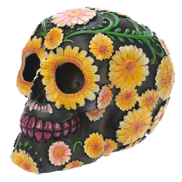 PUCKATOR Figurine Jour des Morts Calavera avec Marguerites - Décoration 11 cm
