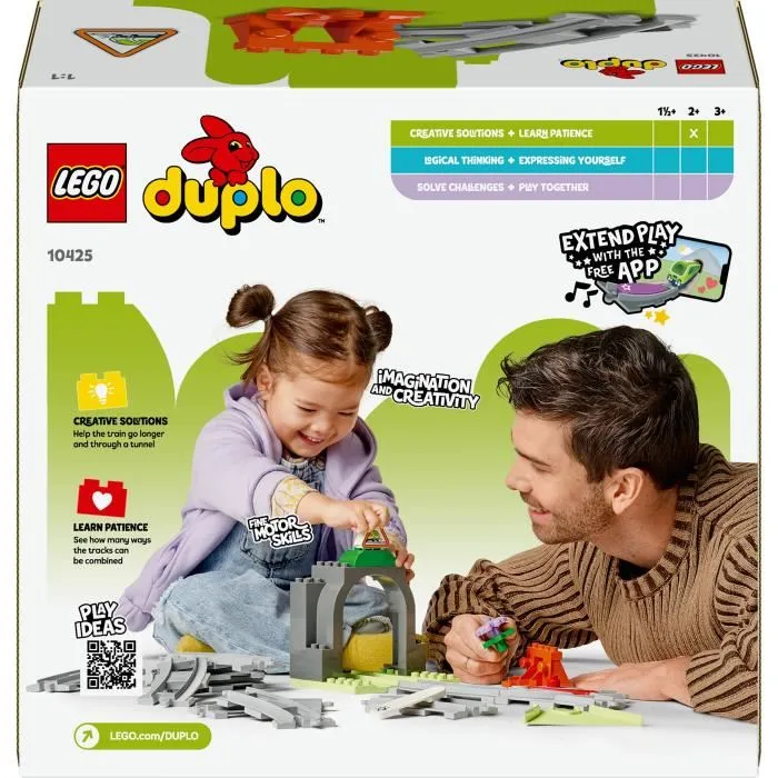 LEGO DUPLO 10425 - Set d'extension Ma Ville Les Rails et le Tunnel du Train - Jouet de construction 20 pièces pour enfants dès 2 ans
