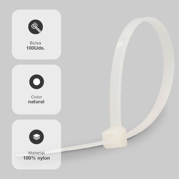 Hantums Sac de 100 colliers de serrage 100% nylon 500x7,6mm Naturel Hantums Sac de 100 colliers de serrage 100% nylon 500x7,6mm Naturel