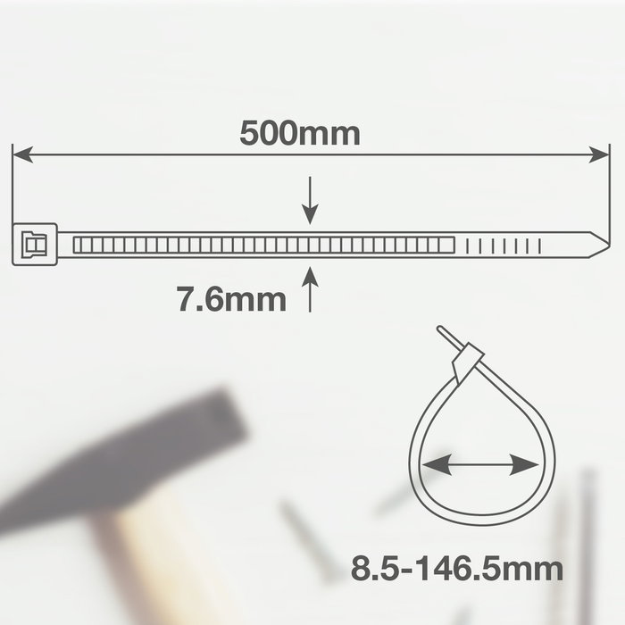 Hantums Sac de 100 colliers de serrage 100% nylon 500x7,6mm Naturel Hantums Sac de 100 colliers de serrage 100% nylon 500x7,6mm Naturel