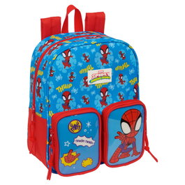 SAFTA Sac à Dos Spidey Marvel 27 cm - Adaptable au Chariot Porte-Sac - Compartiment Principal Fermeture Éclair, 2 Poches Avant, Porte-Carte