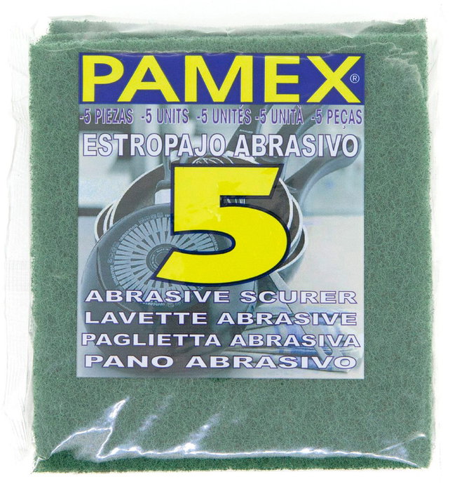 Set de 5 éponges abrasives en fibre verte 15x13,5x0,5cm
