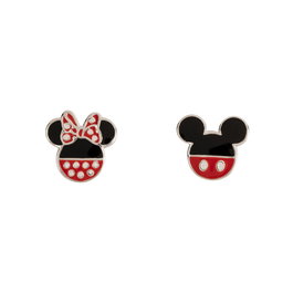 Disney Boucles d'oreilles Mickey et Minnie en argent 925, pendentifs pour femme