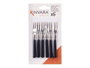 Kinvara Set de 6 Fourchettes Apéritif - 9.5 x 17 x 1 cm, Plastique et Acier, Noir et Métal (Set de 24)
