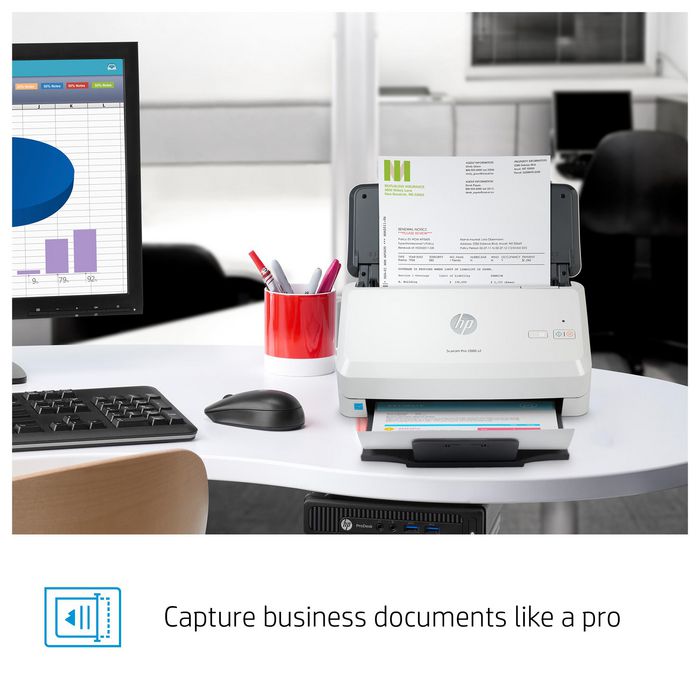 HP ScanJet Pro 2000 s2 - Scanner professionnel avec alimentateur automatique (ADF) recto-verso 50 pages, jusqu'à 35 ppm, 600 ppp, pour numérisation intensive
