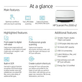 HP ScanJet Pro 2000 s2 Scanner à alimentation feuille à feuille