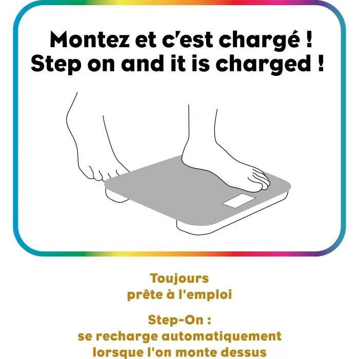 Little Balance - Kinétic - Pese-personne automatique rechargeable à énergie cinétique en verre trempé et bambou - Précision 50 g - Capacité 150 kg