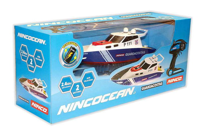 Ninco Bateau radiocommandé Police avec batterie rechargeable 3.7V 1200mAh, dimensions 34x10x12 cm, âge recommandé 6 à 99 ans Ninco Bateau radiocommandé Police avec batterie rechargeable 3.7V 1200mAh, dimensions 34x10x12 cm, âge recommandé 6 à 99 ans