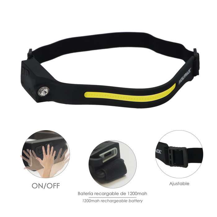 WOLFPACK LINEA PROFESIONAL Lampe Frontale LED Rechargeable 350 Lumens
