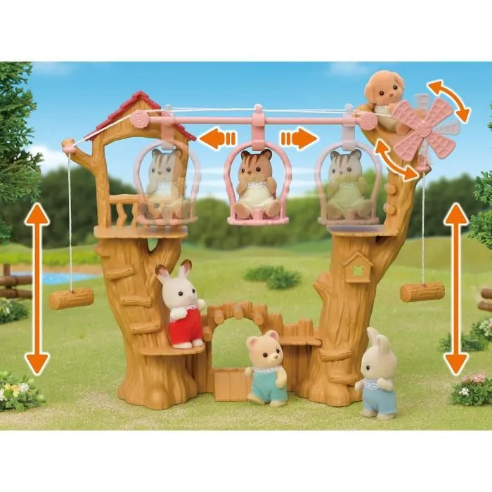 Sylvanian Families Figurine miniature La tyrolienne des bébés avec Henry le bébé lapin crème - Accessoire pour cabane dans les arbres - Multicolore
