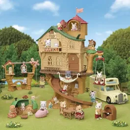 Sylvanian Families Figurine miniature La tyrolienne des bébés avec Henry le bébé lapin crème - Accessoire pour cabane dans les arbres - Multicolore