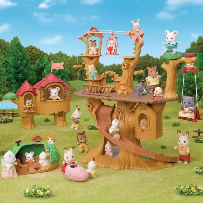 Sylvanian Families Figurine miniature La tyrolienne des bébés avec Henry le bébé lapin crème - Accessoire pour cabane dans les arbres - Multicolore