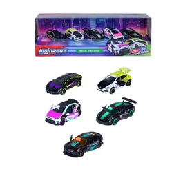 Majorette - Coffret Cadeau 5 Véhicules Neon Racer Edition Limitée #12, Modèles Miniatures en Métal 1/64 avec Roues Libres, Ouvertures et Suspensions, à Partir de 3 Ans