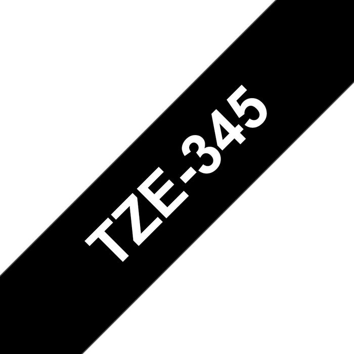 Brother Ruban d'étiquetage TZe-345 blanc sur noir - 18 mm de large - Pour étiqueteuse P-touch - Ruban laminé résistant Brother Ruban d'étiquetage TZe-345 blanc sur noir - 18 mm de large - Pour étiqueteuse P-touch - Ruban laminé résistant