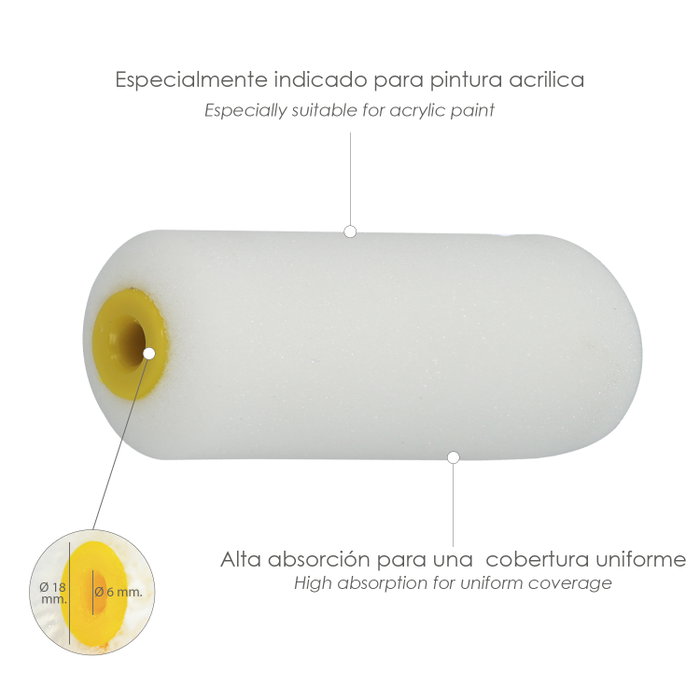 WOLFPACK LINEA PROFESIONAL Lot de 10 recharges de rouleau en mousse 100 mm pour émail acrylique