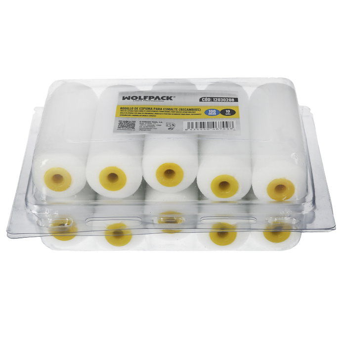 WOLFPACK LINEA PROFESIONAL Lot de 10 recharges de rouleau en mousse 100 mm pour émail acrylique