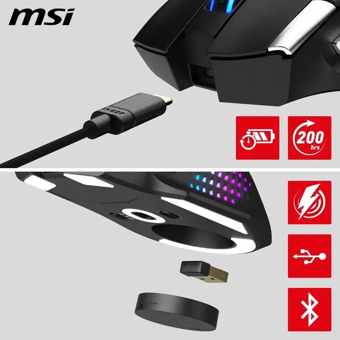MSI VERSA PRO Wireless - Souris gamer sans fil - Noir