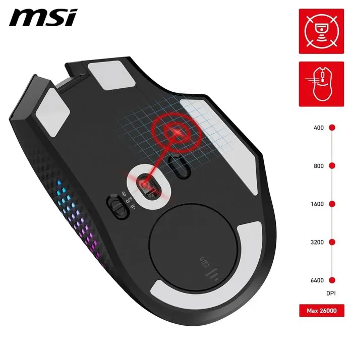 MSI VERSA PRO Wireless - Souris gamer sans fil - Noir