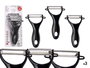 Kinvara Lot de 3 éplucheurs noirs de cuisine en métal et plastique 10 x 20 x 3.5 cm (Set de 12)