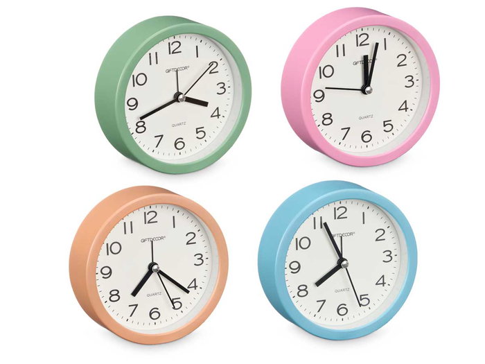 Giftdecor Horloge Ronde Assortie 12x12x4 cm (Set de 12)