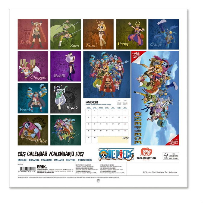 Grupo Erik Calendrier mural One Piece 2027 30 x 30 cm