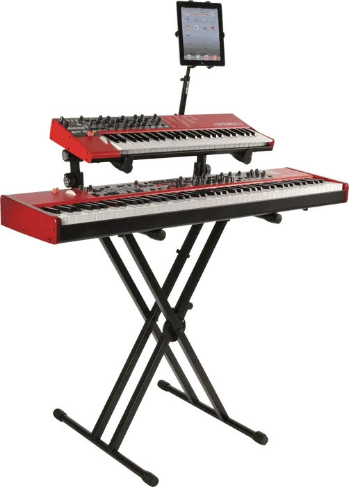 QUIKLOK QL642 Support pour Clavier Format X Double Niveau Réglable en Hauteur Acier Noir Pliable QUIKLOK QL642 Support pour Clavier Format X Double Niveau Réglable en Hauteur Acier Noir Pliable