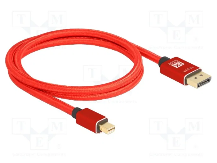 DELOCK Câble DisplayPort vers mini DisplayPort 1.4, 1m, Rouge DELOCK Câble DisplayPort vers mini DisplayPort 1.4, 1m, Rouge