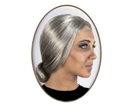 Perruque grise avec chignon bas pour déguisement de vieille dame