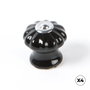 Rei Poignée de meuble modèle e524, porcelaine et acier finition noire, diamètre 28 mm, blister 4 pièces