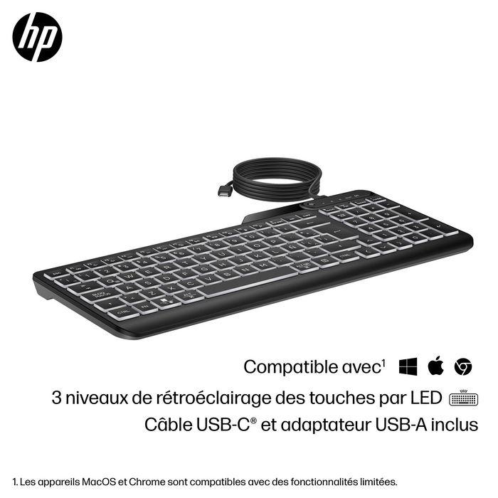 HP Clavier filaire rétroéclairé HP 400 HP Clavier filaire rétroéclairé HP 400
