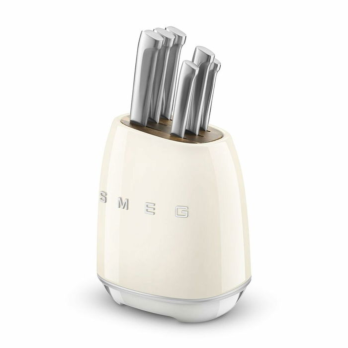 Ensemble de couteaux de cuisine et support Smeg KBSF02CR Crème