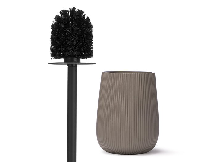 Berilo Porte-balai rayé bombé gris 10.5x40.5x10.5 cm plastique polirésine TPR acier inoxydable (Set de 6)
