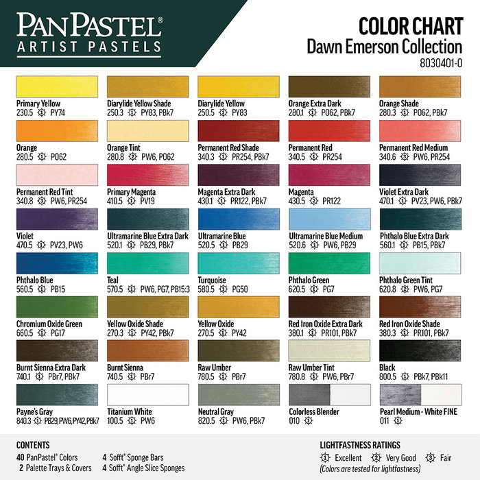 Panpastel 40 - Collection Dawn Emerson avec outils Sofft et palette Tr