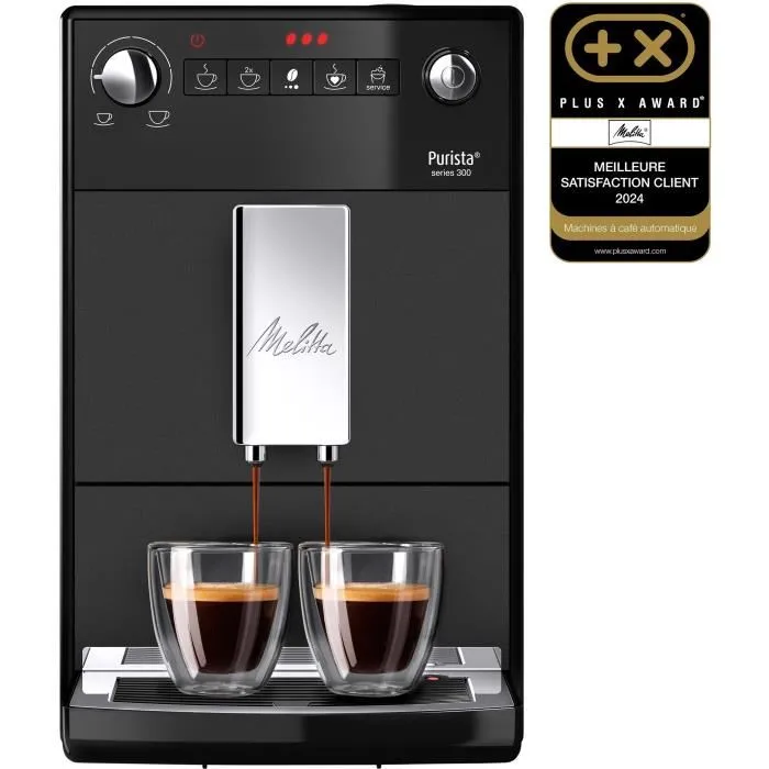 Melitta Purista F230-102 - Machine à café automatique avec moulin conique - Noir - Compacte 20 cm - Intensité réglable - Mode 2 tasses