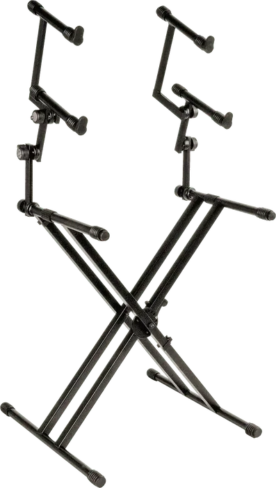 QUIKLOK QL623 Support pour clavier format X 3 niveaux double profil acier noir réglable hauteur 585-964 mm charge max 120 kg QUIKLOK QL623 Support pour clavier format X 3 niveaux double profil acier noir réglable hauteur 585-964 mm charge max 120 kg