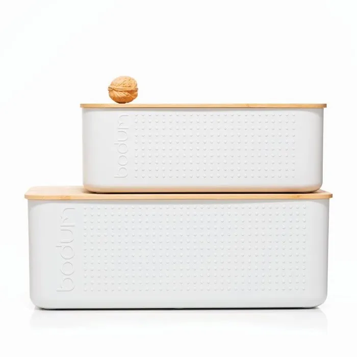 Bodum 11555-913 BISTRO Boîte à pain Grand modèle Couvercle bambou Blanc 24 x 37 x H 14 cm