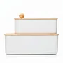 Bodum 11555-913 BISTRO Boîte à pain Grand modèle Couvercle bambou Blanc 24 x 37 x H 14 cm